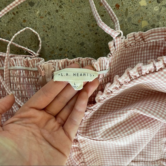 L.A. Hearts Pink White Plaid Spaghetti Strap Dress - Picture 3 of 3